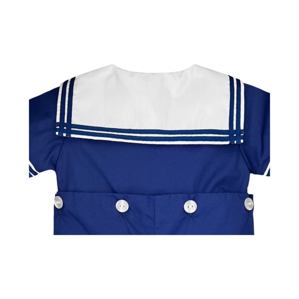 Petit Ami Navy Sailor Romper with Red Tie - Picture 4 of 7